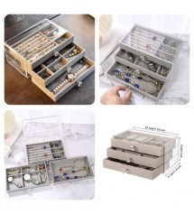 Acrylic Jewelry Box 3 Drawers Jewellery Organizer Earring Rings Necklaces Bracelets Display Case Gift for Women